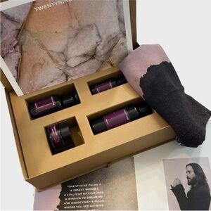 NWB $500+ Twentynine Palms PR Box 4 Piece Skincare Products + Printed Scarf SET​